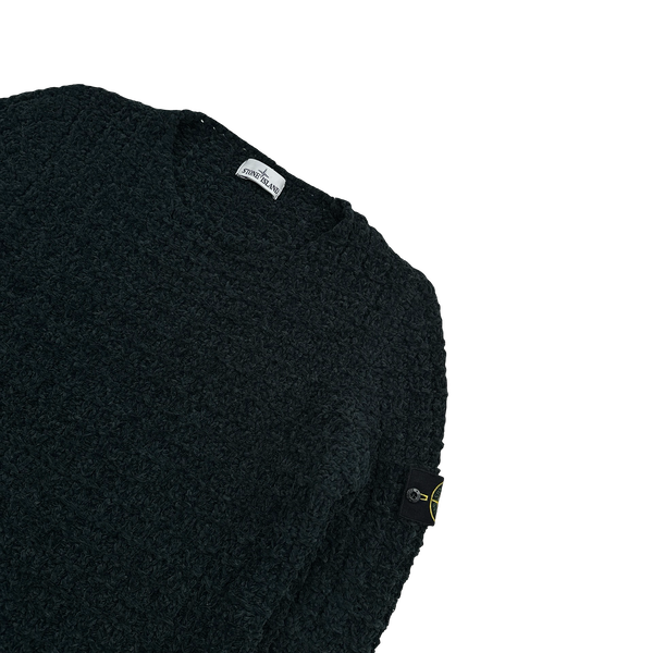 Stone Island 2016 Navy Chenille Knit Wide Neck Jumper - Large