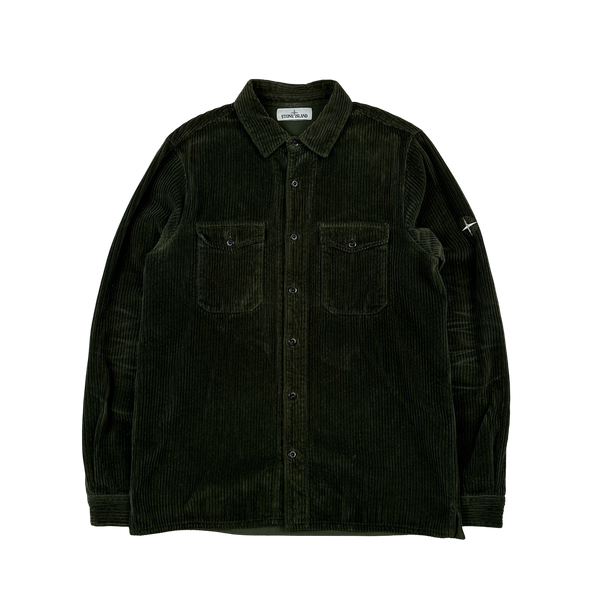 Stone Island 2020 Dark Green Jumbo Corduroy Shirt - Large