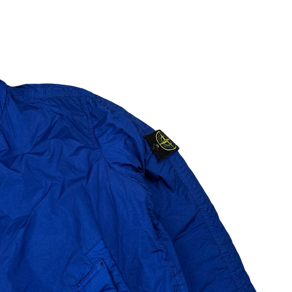 Stone Island 2015 Blue Crinkle Reps Padded Bomber Jacket - Large