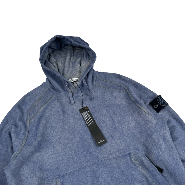 Stone Island 2021 Blue Dust Treatment Pullover Hoodie - Small