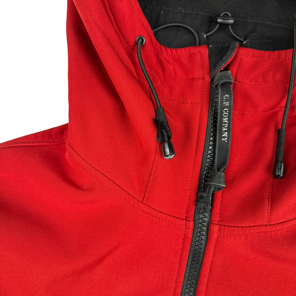 CP Company Red Soft Shell Hooded Zipped Jacket - Medium