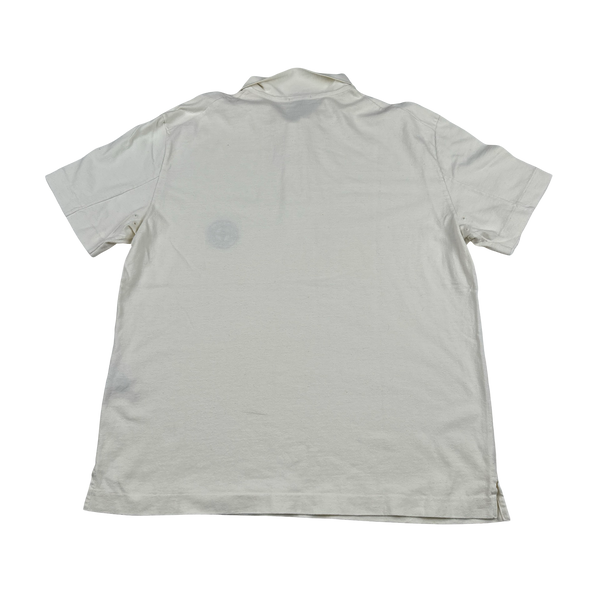 Stone Island Vintage 2001 White Spellout Cotton Polo Shirt - XL