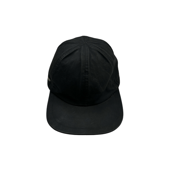 Stone Island 2003 Vintage Black Cotton Blend Wool Lined Spellout Cap