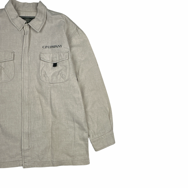 CP Company 90's Japan Exclusive Beige Multi pocket Linen Shirt - Small