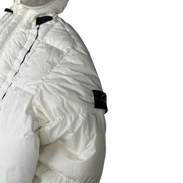 Stone Island 2018 White Long Down Filled Parka Jacket - Large