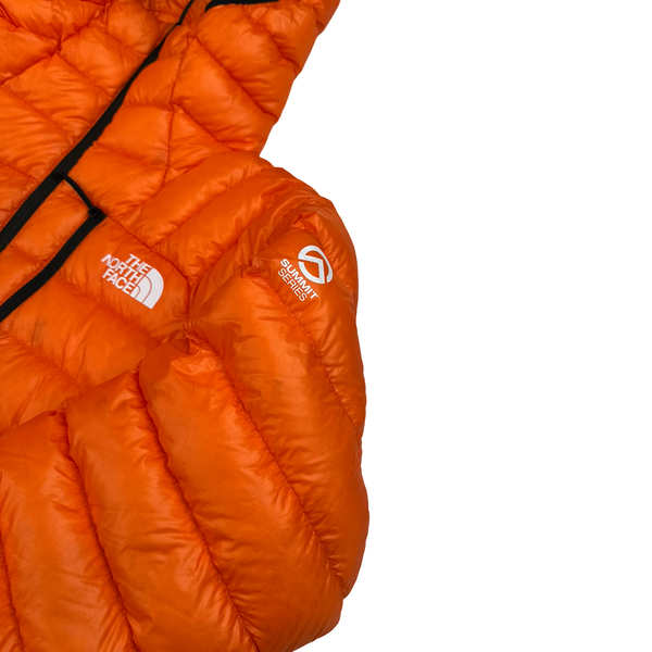 North Face Orange Breithorn Summit Series 800 Down Hooded Puffer Jacket - Small