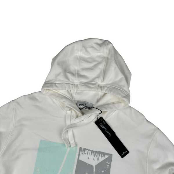 Stone Island 2022 White Pullover Graphic Cotton Hoodie - XXL
