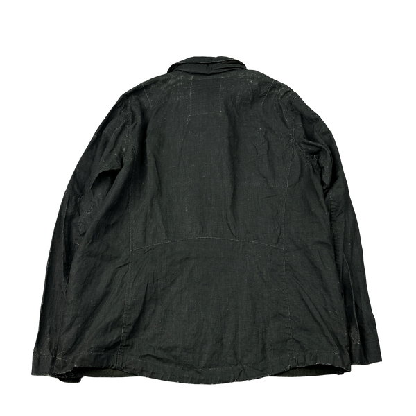 CP Company Khaki Plated Linen Lens Viewer Jacket - Large