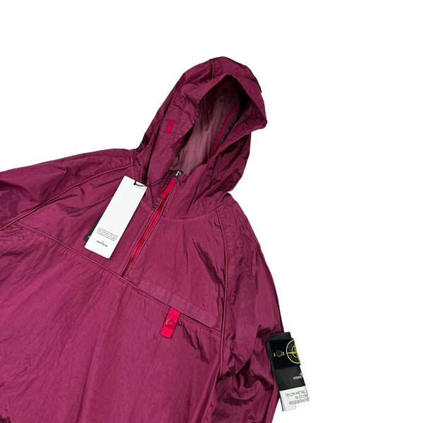 Stone Island 2022 Magenta Packable Nylon Metal Econyl Quarter Zip - Large
