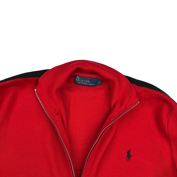Ralph Lauren Red Cotton Blend Knit Zipped Jumper - Large