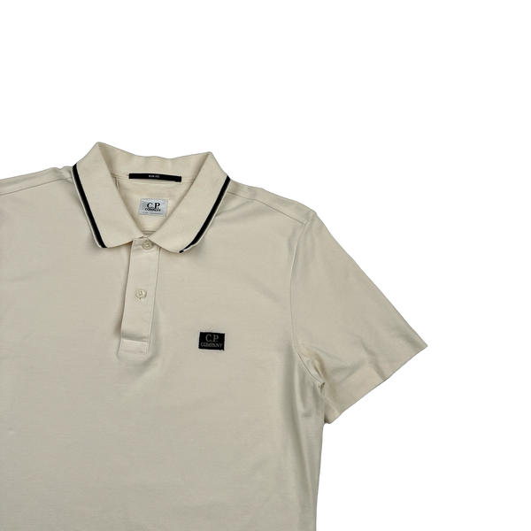 CP Company Cream Cotton Short Sleeve Polo - Medium