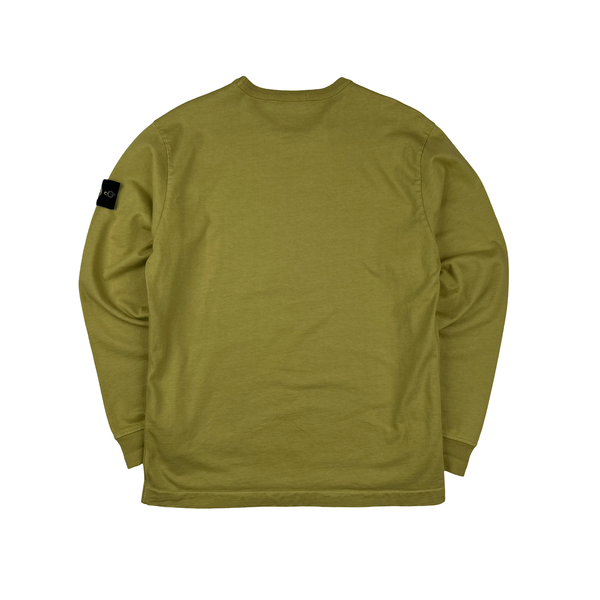 Stone Island 2021 Olive Green Cotton Long Sleeve Jumper - Medium