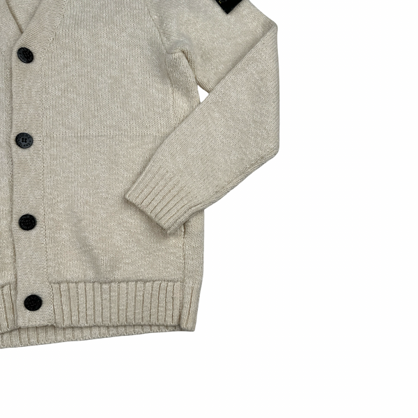 Stone Island 2020 Cream Wool Blend Buttoned Knit Jumper - XL