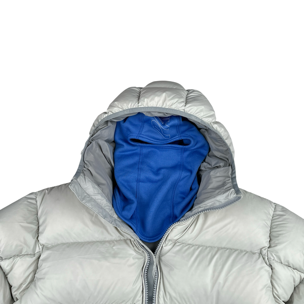 Palace 2024 White Matte Pertex Down Filled Blue Balaclava Puffer Jacket - Medium
