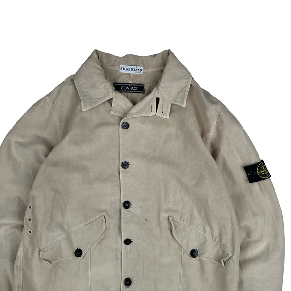 Stone Island 2002 Vintage Tan Cotton Compact Button Jacket - XL