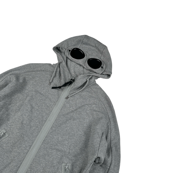 CP Company Grey Goggle Cotton Zip Up Hoodie - Medium