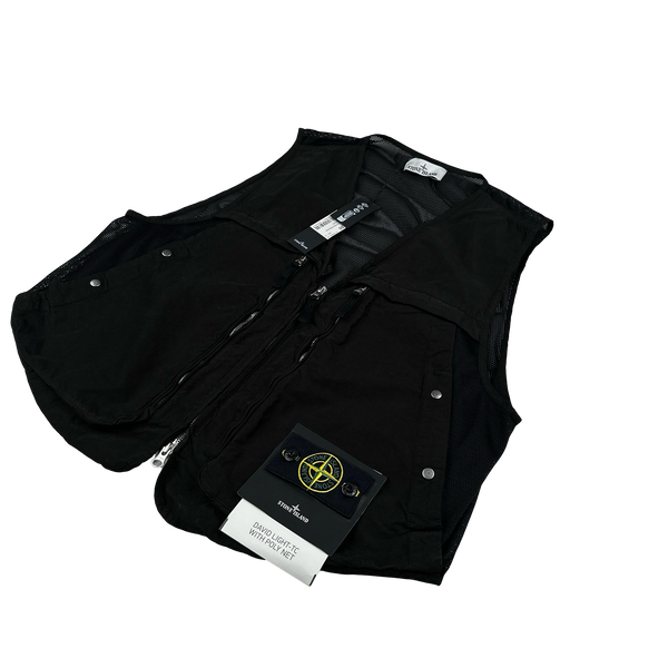 Stone Island 2024 Black David Light-TC Poly Net Gilet - Large