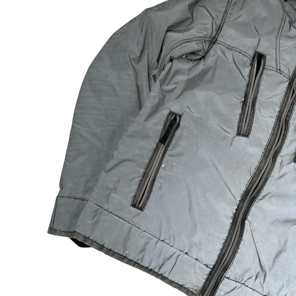 Stone Island Silver Liquid Reflective Fleece Lined Jacket - Large