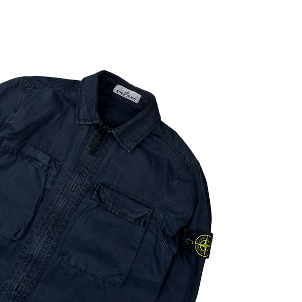 Stone Island 2018 Navy Cotton Zipped Overshirt - Small