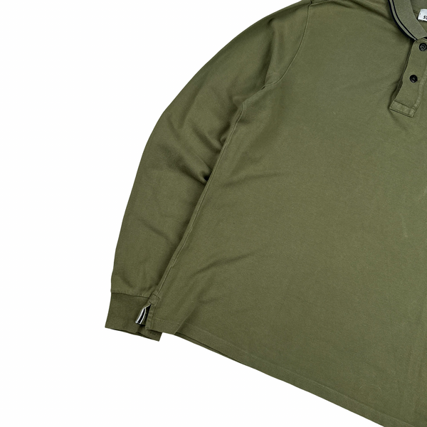 Stone Island Khaki Longsleeve Polo Top - Large