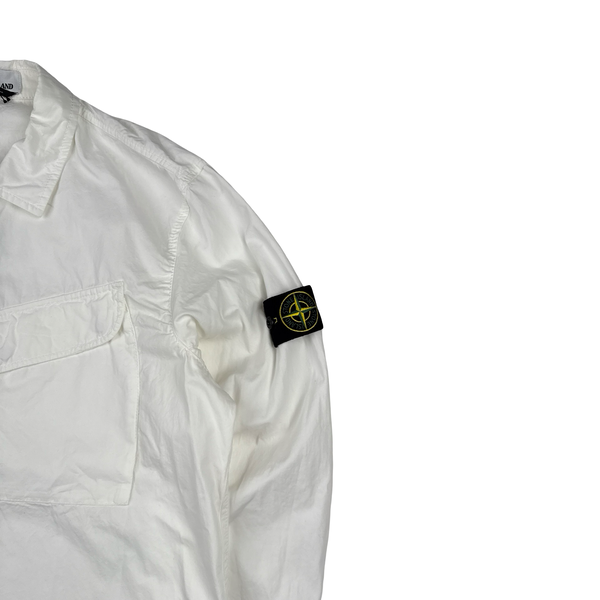 Stone Island 2022 White Brushed Cotton Zipped Overshirt - XL