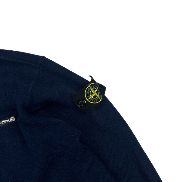 Stone Island 1996 Vintage Navy Quarter Zipped Wool Pullover - Large