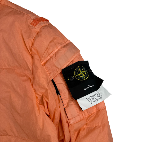 Stone Island 2022 Salmon Pink Crinkle R-NY Down Puffer Jacket - XL/XXL/3XL