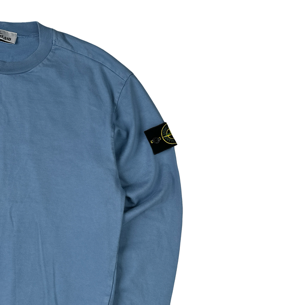 Stone Island 2022 Baby Blue Pullover Cotton Jumper - Small