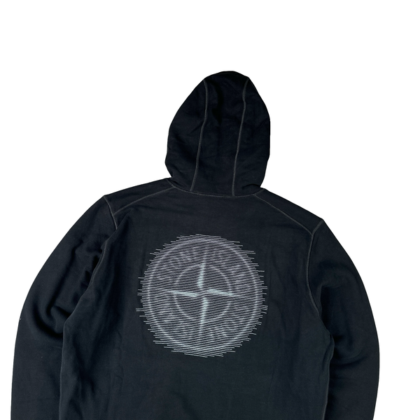 Stone Island 2024 Black Graphic Hooded Sweatshirt - Large