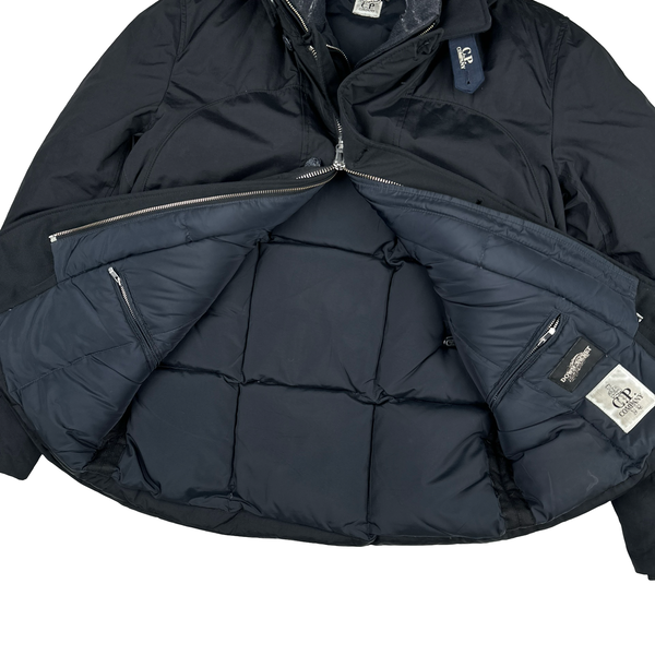 CP Company Down Filled Quilted Lined Black Goggle Puffer Jacket - Large