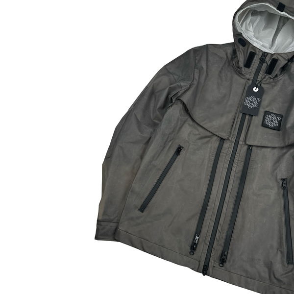 Plurimus Matte Grey Dual Hood Polycover Zipped Jacket - Small