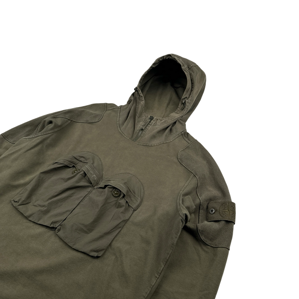 Stone Island 2018 Khaki Ghost Piece Cotton Pullover Hoodie - Medium