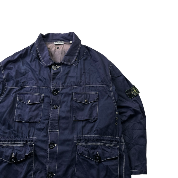 Stone Island Vintage 80s Green Edged Contrast Navy Stitch