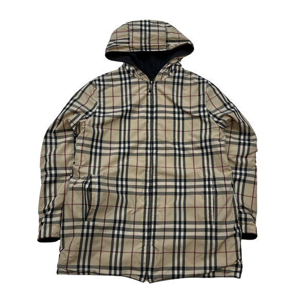 Burberry Nova Check Reversible Hooded Fleece Jacket - Small