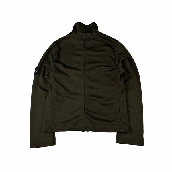 Stone Island Vintage 2004 Khaki Poly Ribbed Zipped Track Top - Large