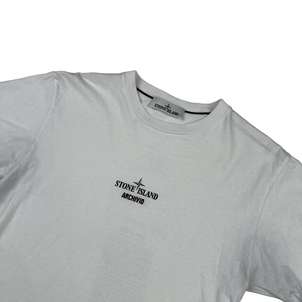 Stone Island 2023 White Archivio Lino Watro Printed T-Shirt - Small