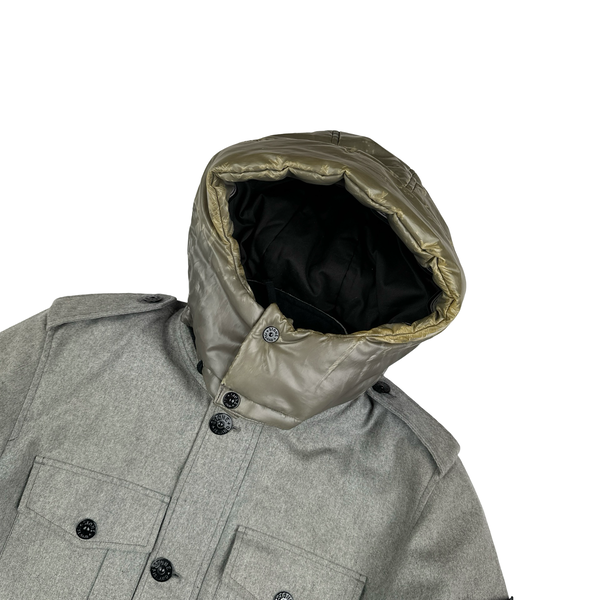 Stone Island 2014 Grey Ice Wool Blend Down Field Jacket - Medium