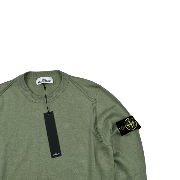 Stone Island 2019 Green Fine Knit Cotton Crewneck Jumper - Small