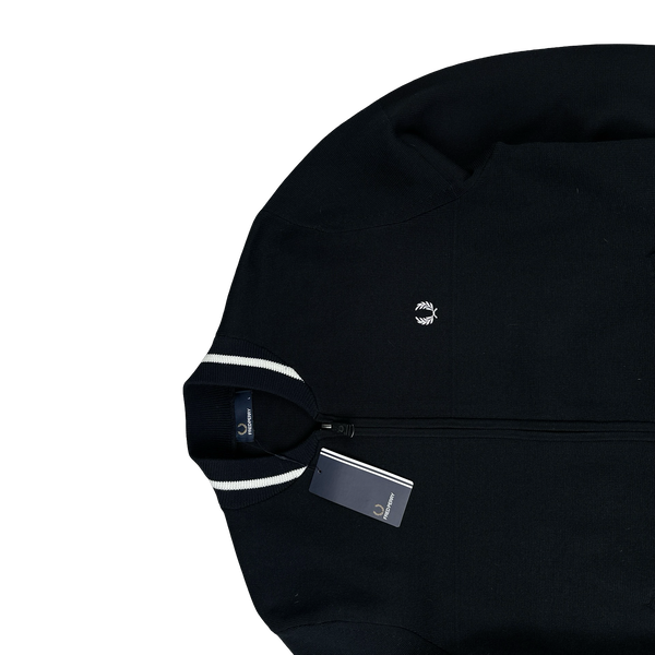Fred Perry Black Zipped Knit Bomber - Large
