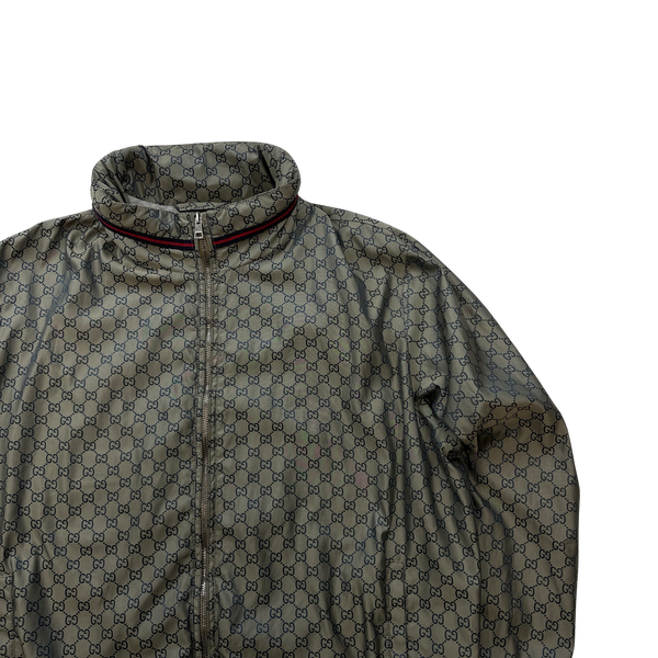 Gucci Monogram Zipped Silk Jersey Lined Jacket - Medium