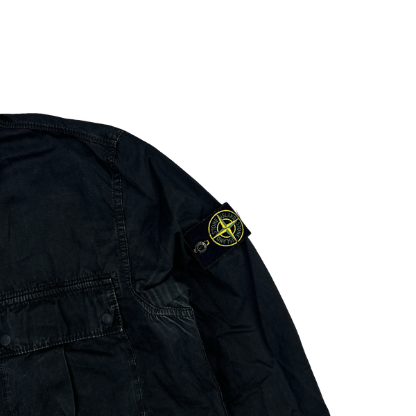 Stone Island 2019 Black Cotton Garment Dyed Overshirt - Medium