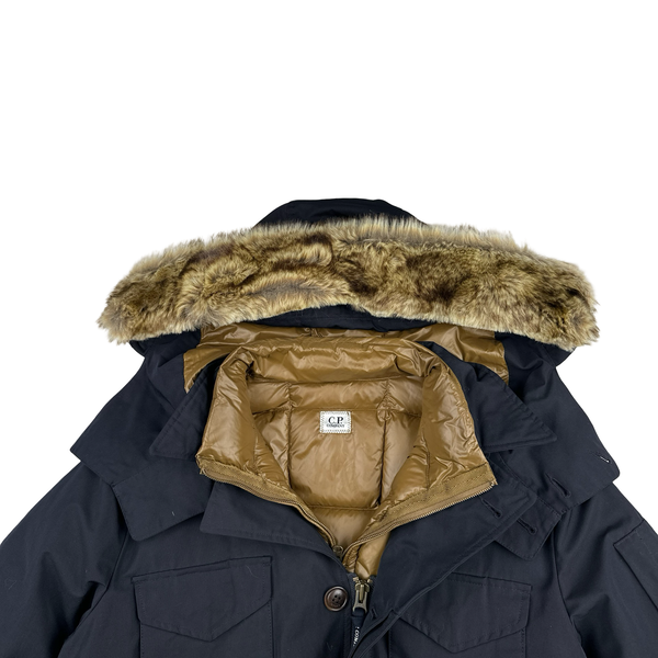 CP Company Navy Down Filled Hooded Parka Jacket - XL