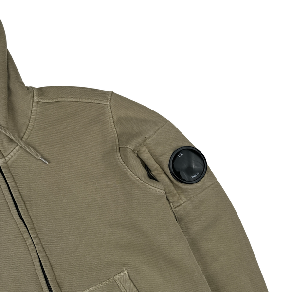 CP Company Beige Lens Viewer Zipped Hoodie - Small