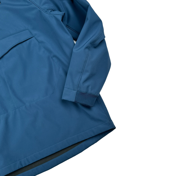 CP Company Blue Fleece Lined Soft Shell Smock Goggle Jacket - Large