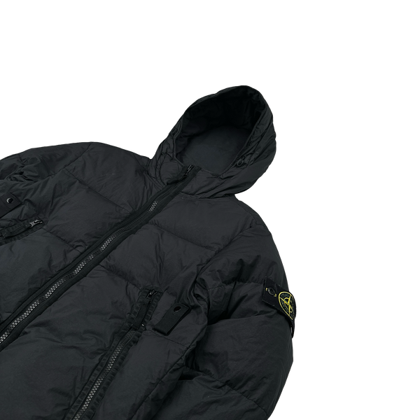 Stone Island 2021 Black Crinkle NY Down Puffer Jacket - Small