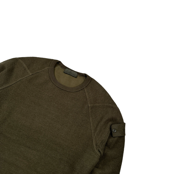 Stone Island 2020 Khaki Wool Ghost Crewneck Sweatshirt - Small