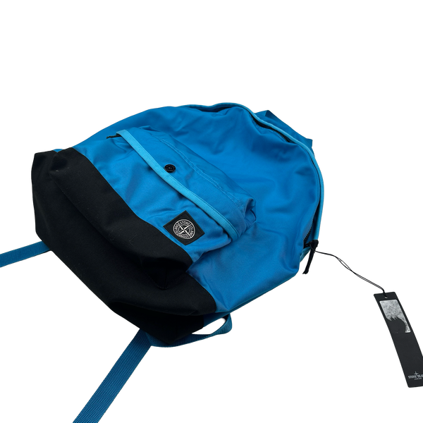 Stone Island Blue Spellout Compass Backpack