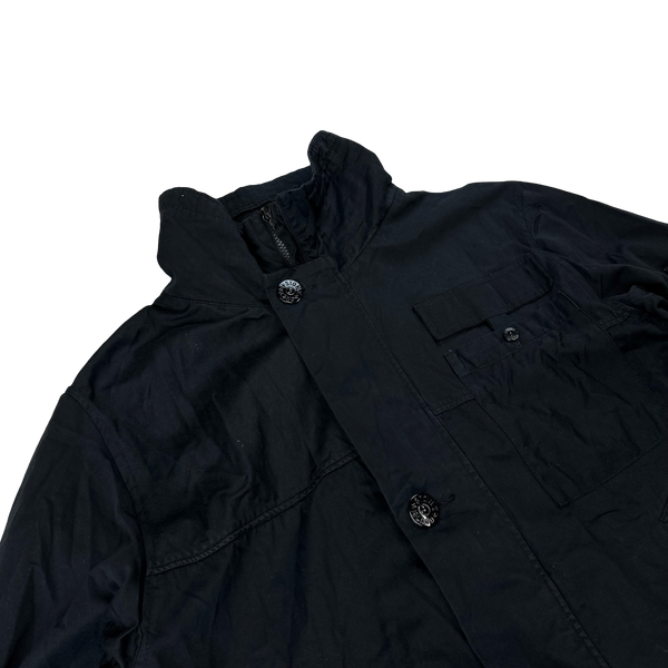 Stone Island 2004 Black Cotton Raso Gommato Jacket - XL