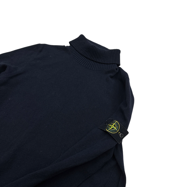 Stone Island 2015 Navy Blue Knit Roll Neck Jumper - XL