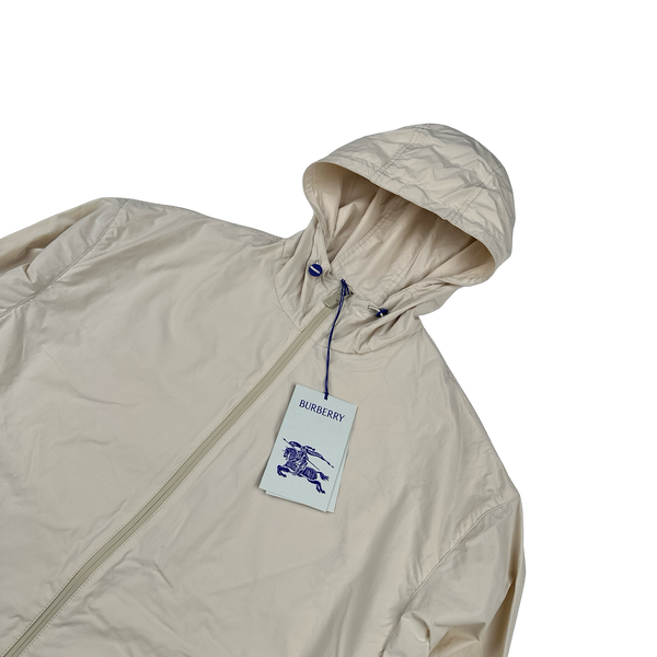 Burberry Cream Nylon Logo Hooded Zipped Jacket - Large